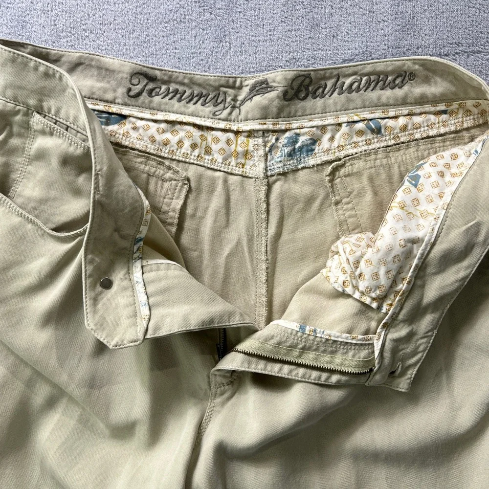 Tommy Bahama Mens Beige Chino Pants‎ Size 36 Lyocell Cotton Blend Flat Front